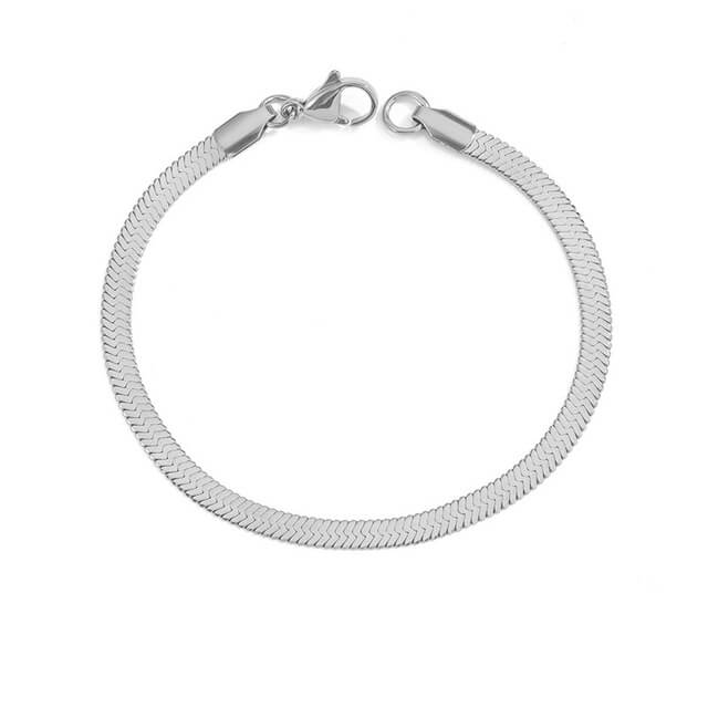 Bracelet En Argent Massif 925/1000 - Modèle Maille Serpent, Joli Et Intemporel, Occasion
