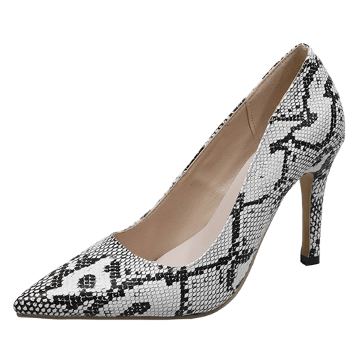 Escarpins Compensés Theory Femme Taille 38 (US 8) - Cuir Noir Imprimé Serpent, Talon Haut Compensé, Occasion